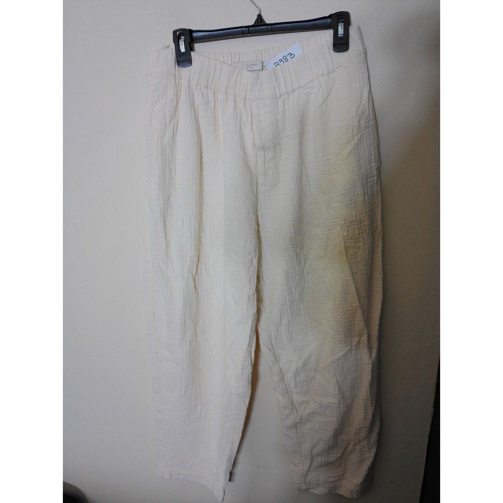 7115 by Szeki Tapered Trousers Womens L Cream Gauze Relaxed Minimalist Pockets